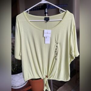 PSK COLLECTIVE soft, short sleeve, tie front top.